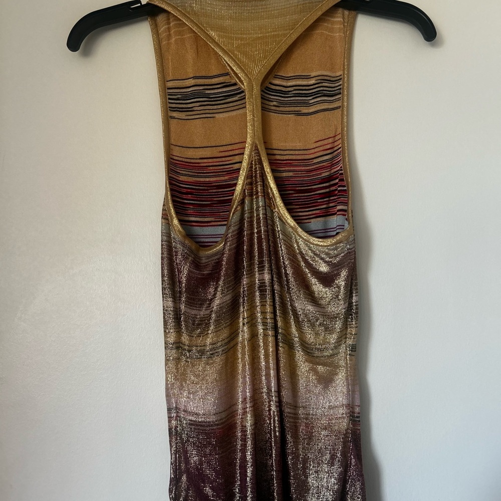 Missoni Burgundy & Gold Space-Dye Striped Racerback Tank - 46